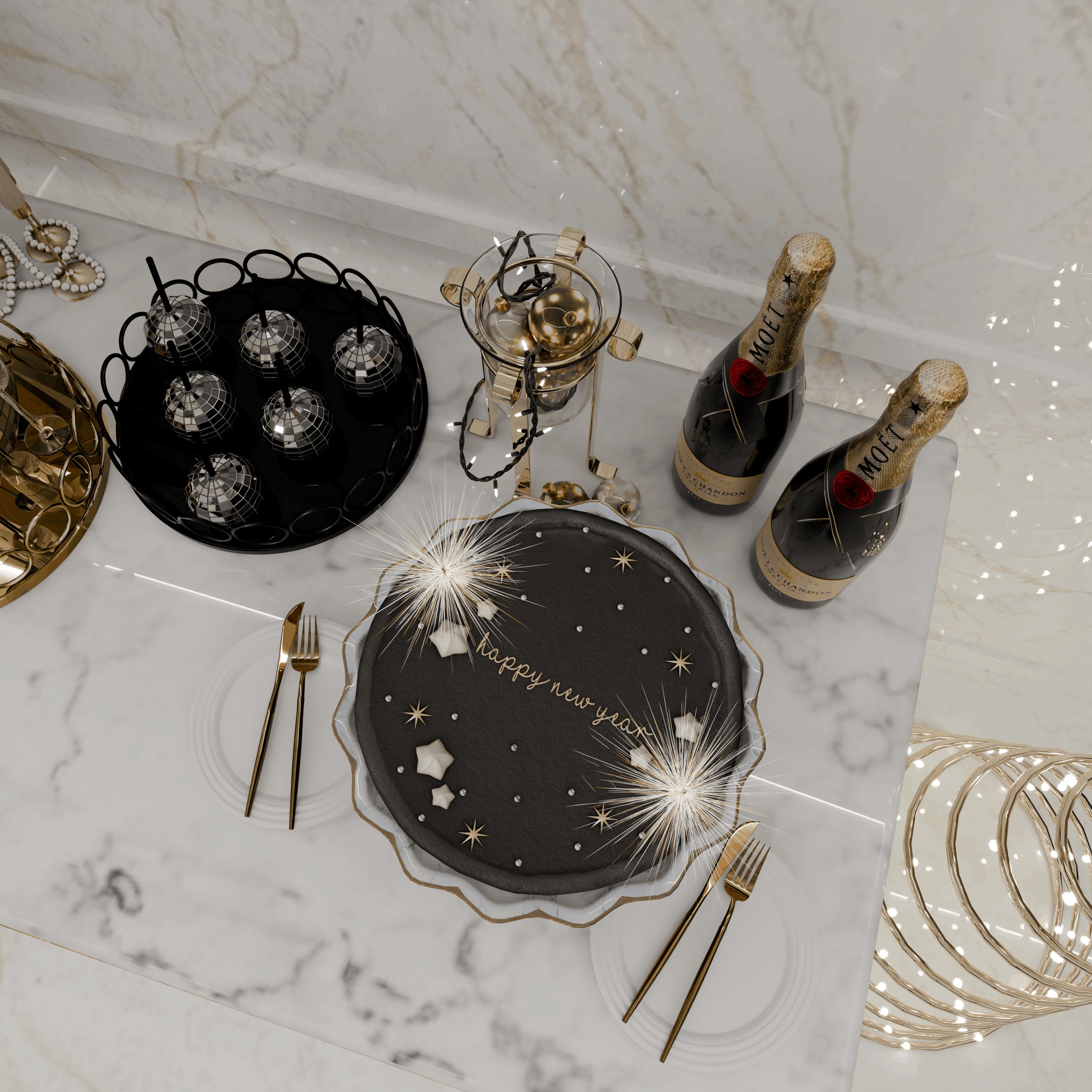 Happy New Year 2025 Blender Scene 3D model_3