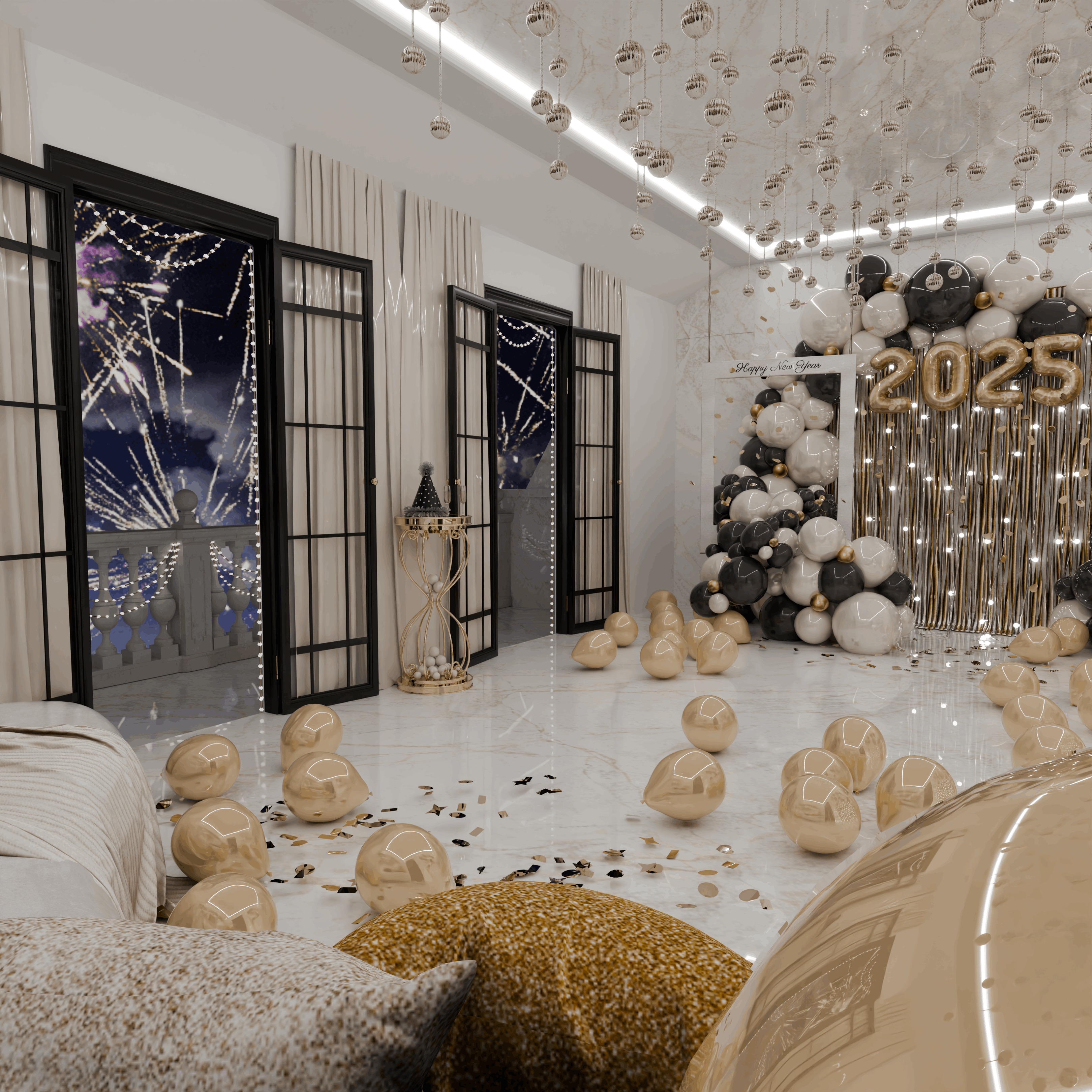 Happy New Year 2025 Blender Scene 3D model_6