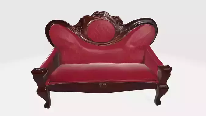 Nostalgic Red Couch High Poly
