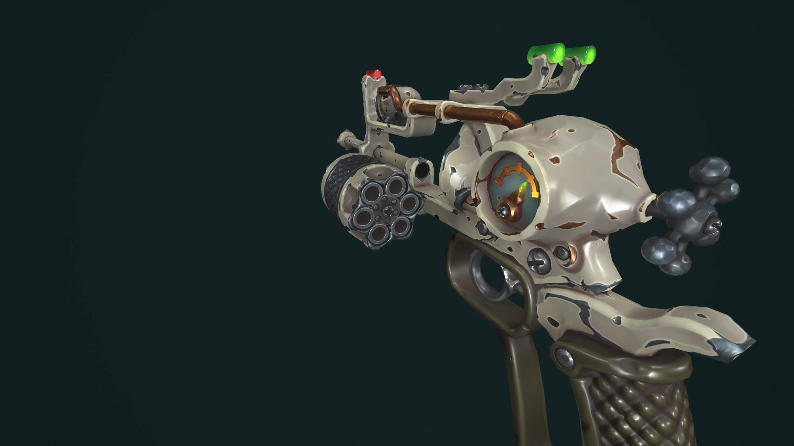 Modular stylized steampunk revolver Low-poly 3D model_13