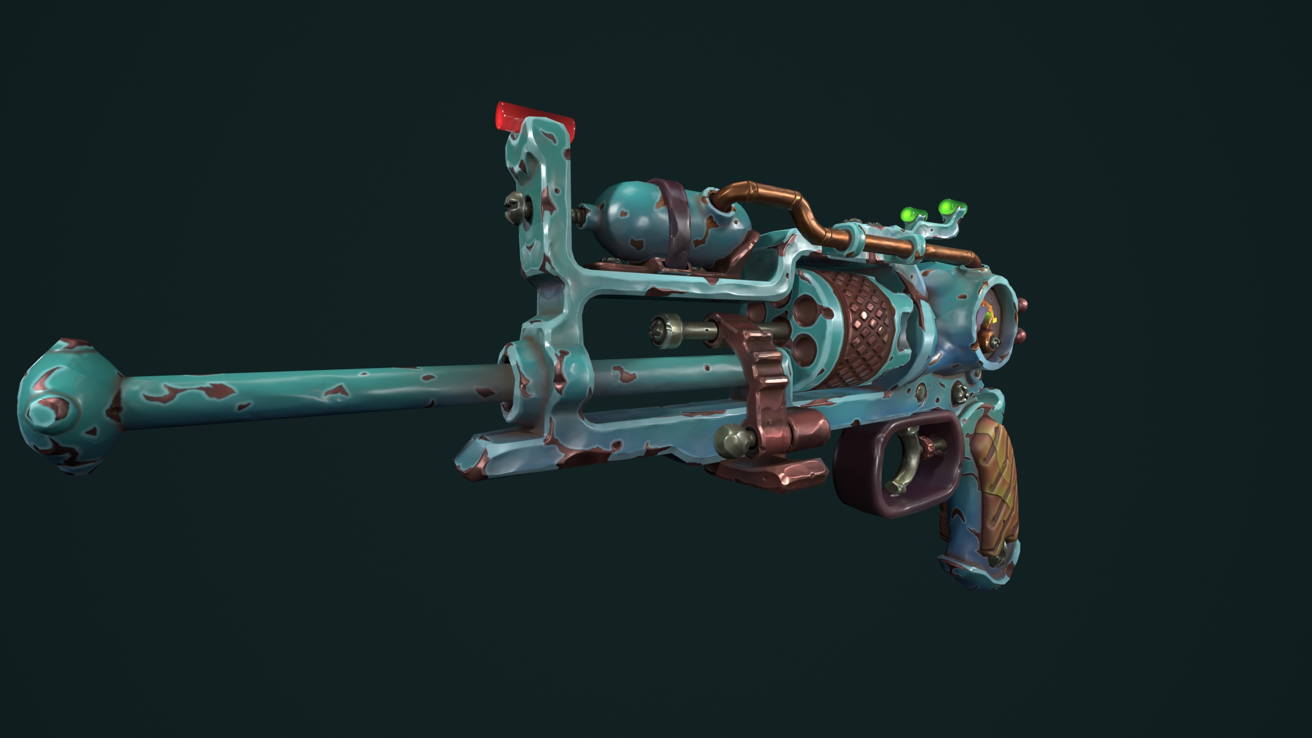 Modular stylized steampunk revolver Low-poly 3D model_11