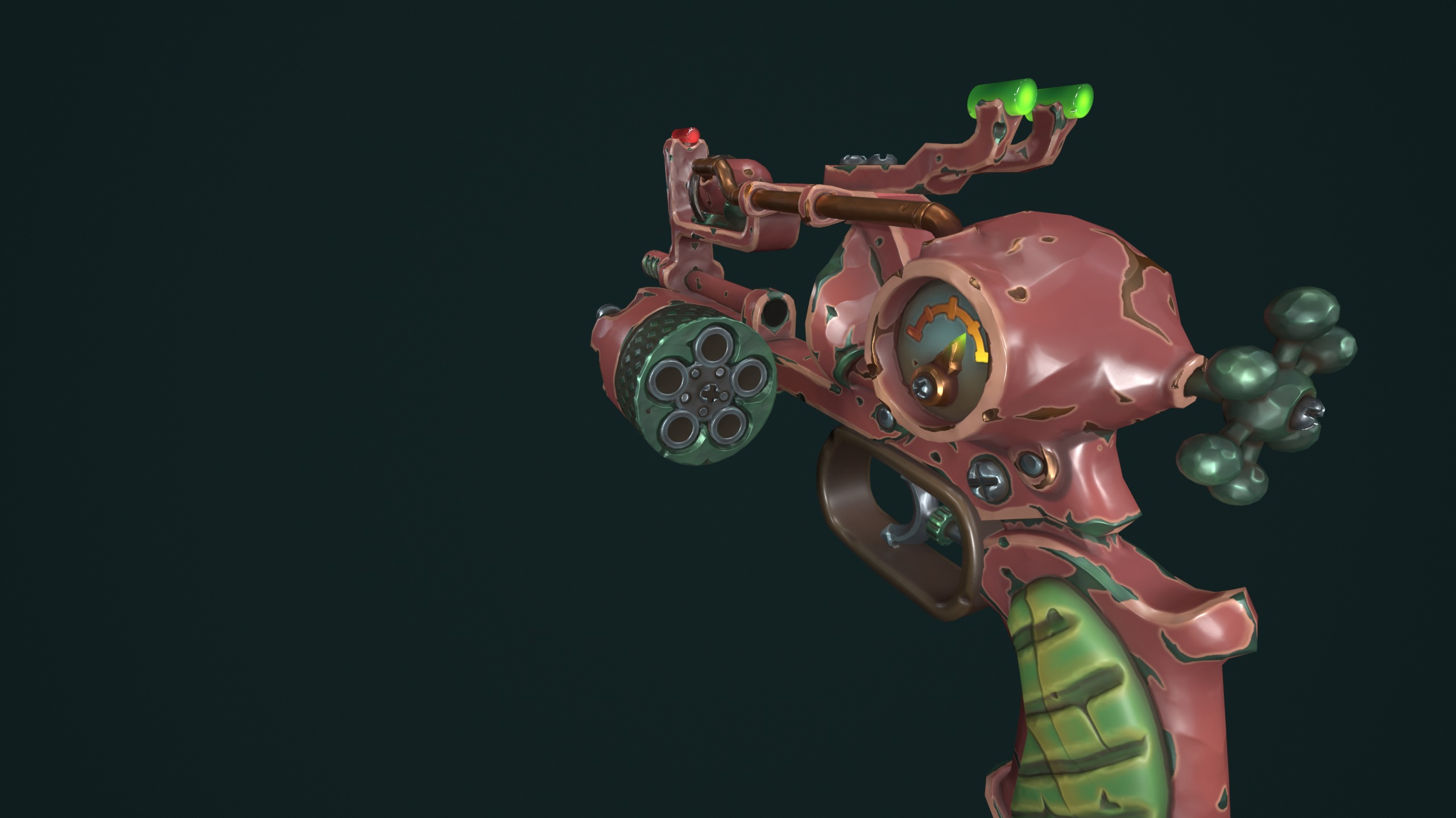 Modular stylized steampunk revolver Low-poly 3D model_14