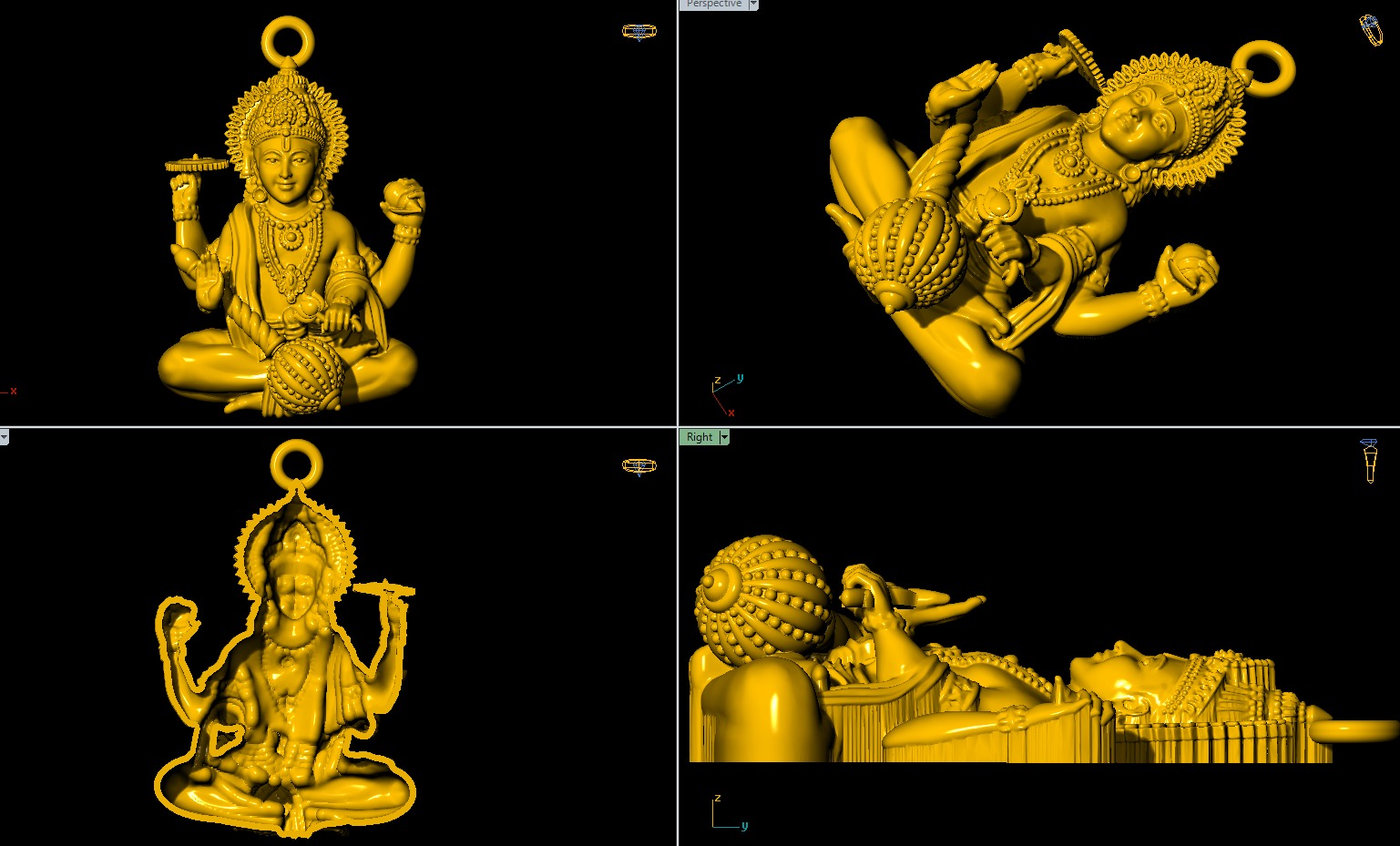 vishnu god pendent 3D print model_1