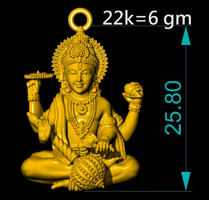 vishnu god pendent 3D print model_0