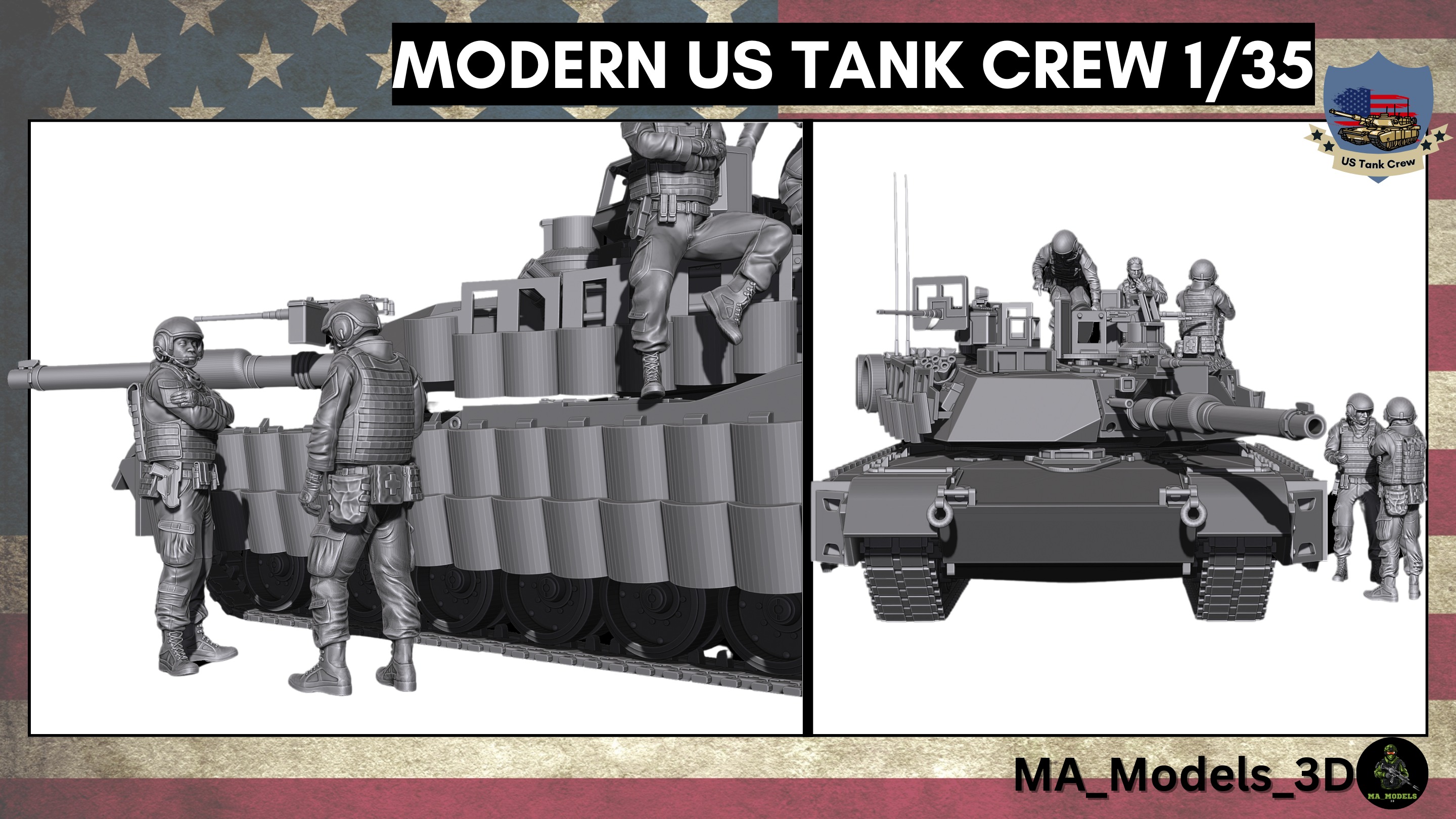 Modern US Tank Crew 4 -1 Bonus 1-35  3D print model_4