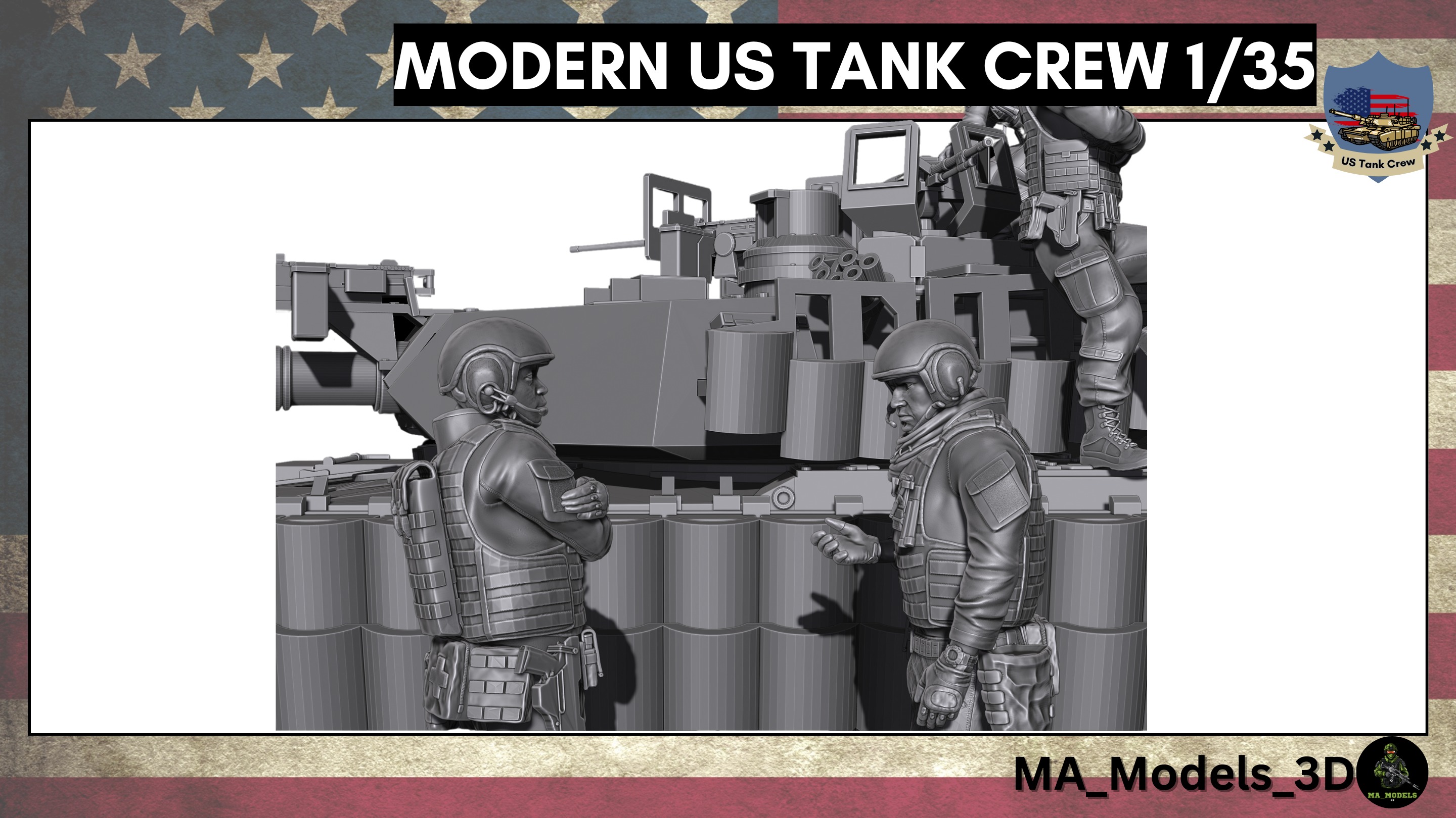 Modern US Tank Crew 4 -1 Bonus 1-35  3D print model_5