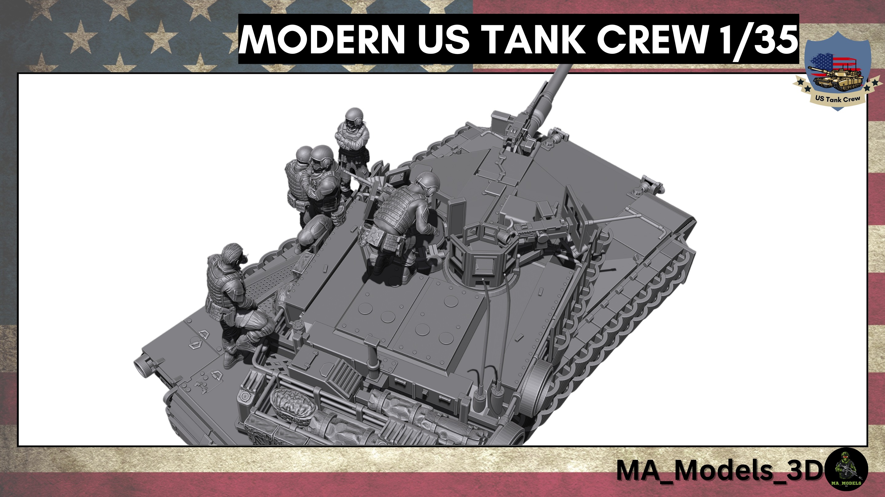Modern US Tank Crew 4 -1 Bonus 1-35  3D print model_3
