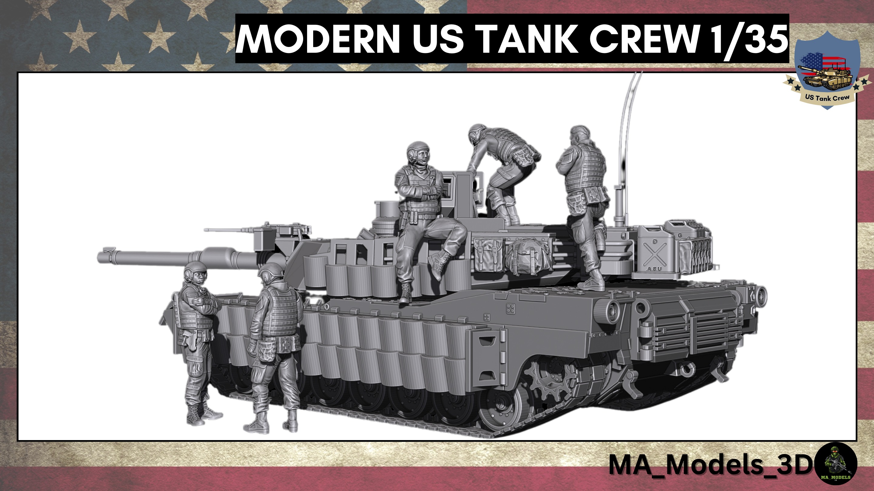 Modern US Tank Crew 4 -1 Bonus 1-35  3D print model_1