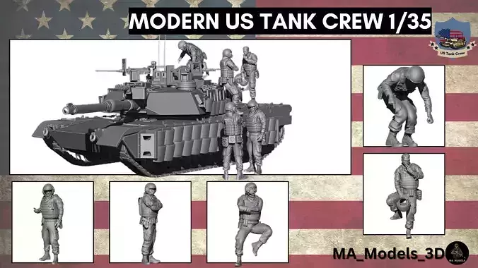 Modern US Tank Crew 4 -1 Bonus 1-35  3D print model