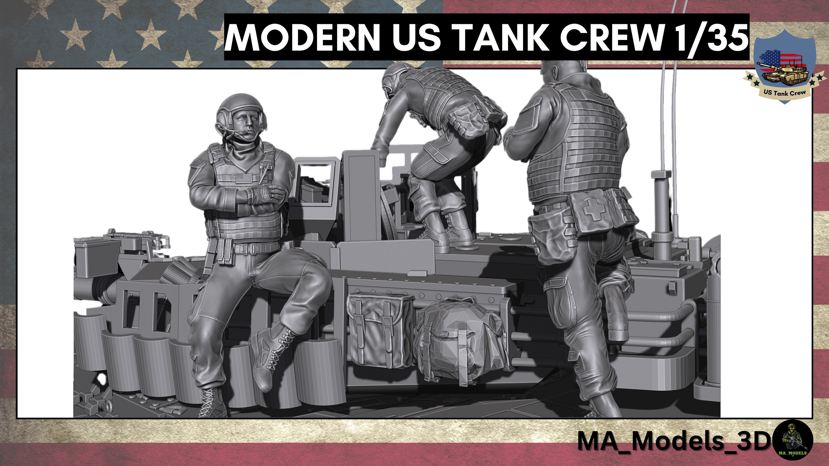 Modern US Tank Crew 4 -1 Bonus 1-35  3D print model_6