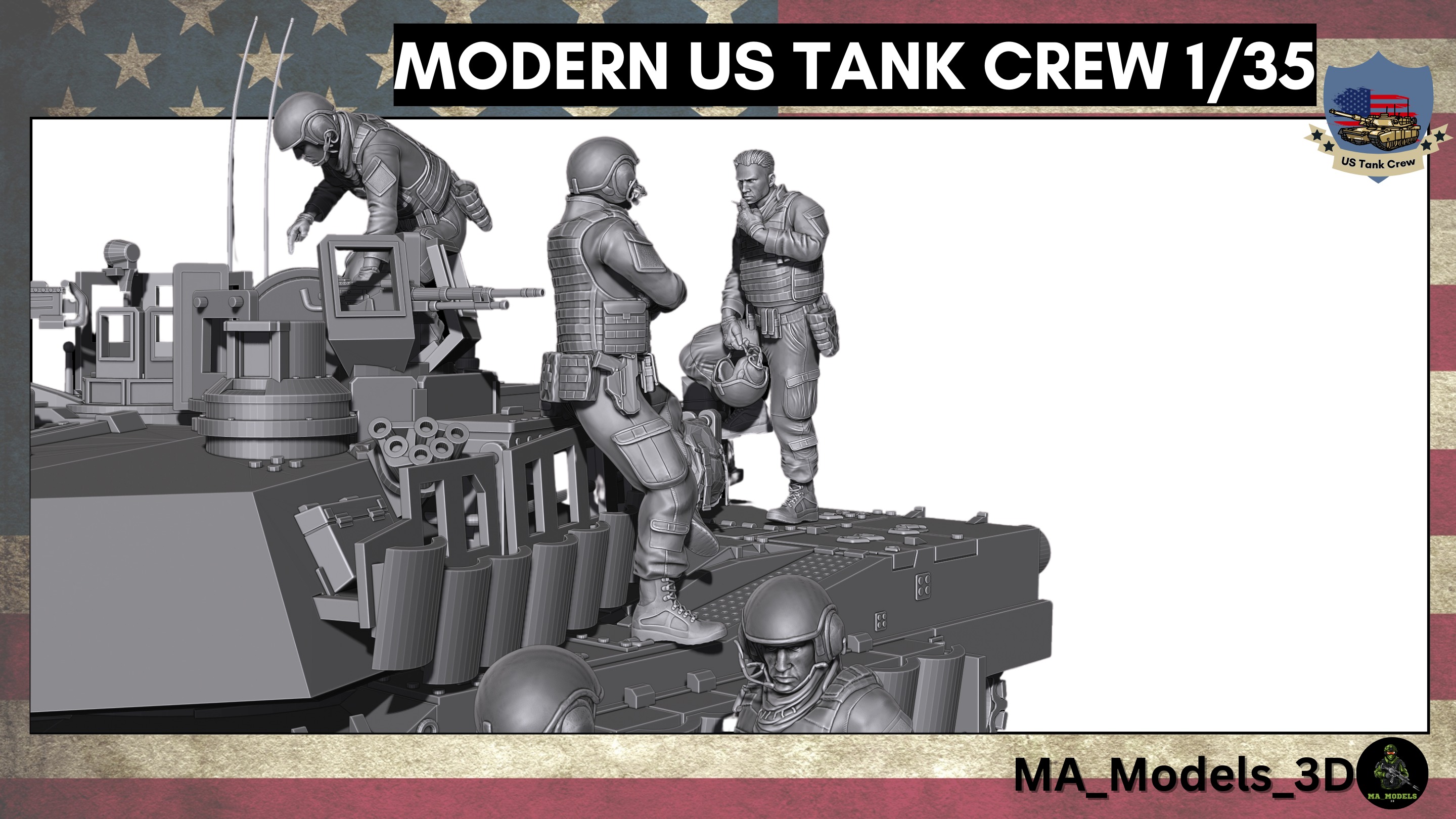Modern US Tank Crew 4 -1 Bonus 1-35  3D print model_7