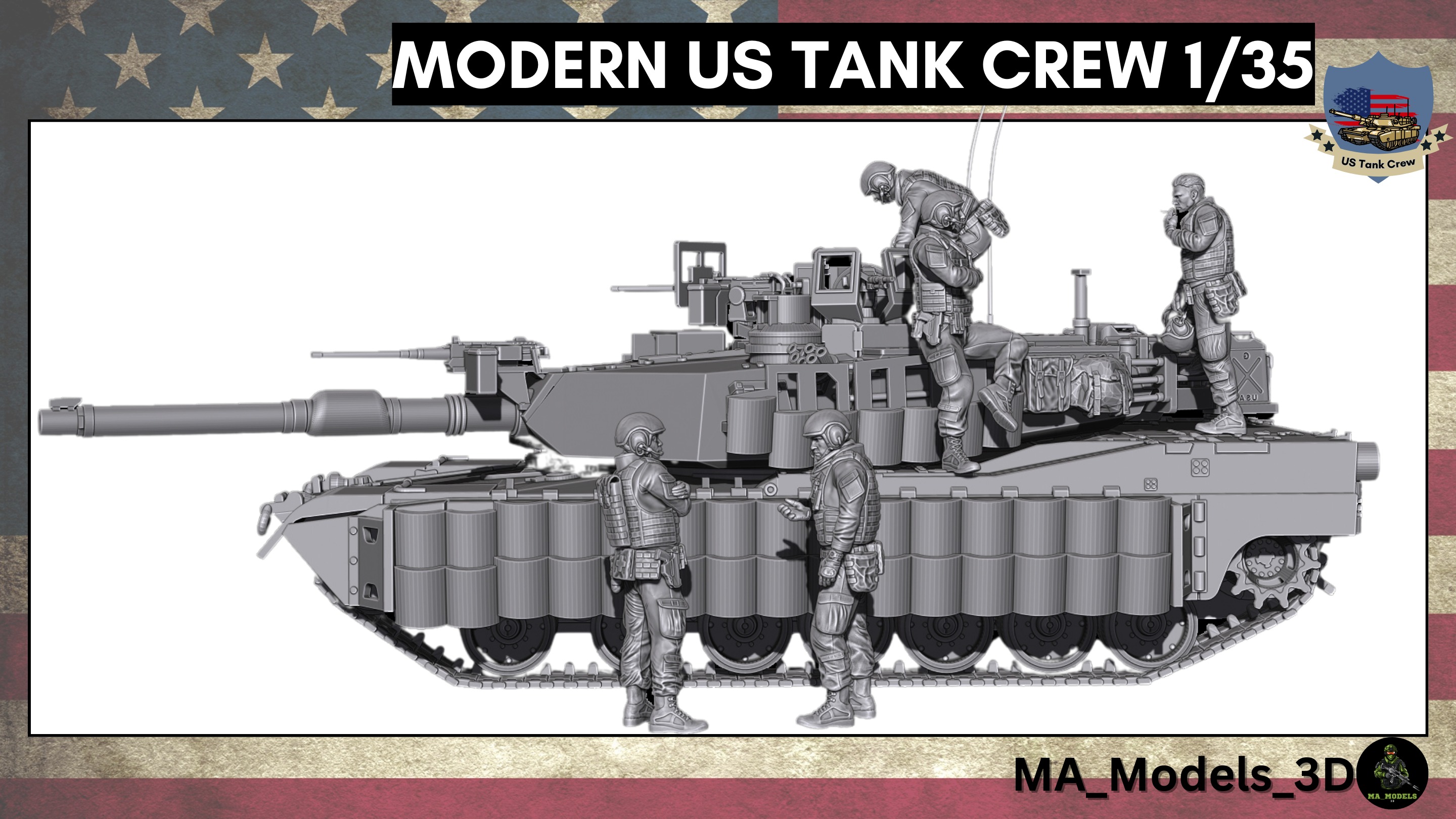 Modern US Tank Crew 4 -1 Bonus 1-35  3D print model_2