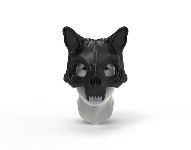 3D Printable Cat skull Mask for Cosplay and Halloween Free 3D print model