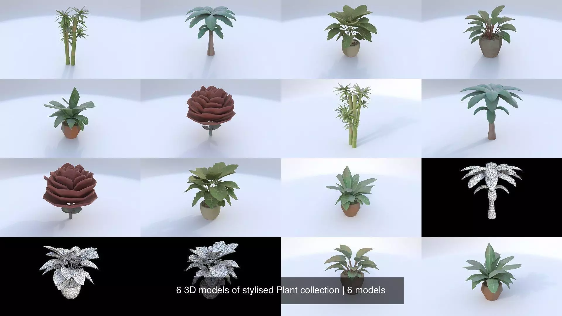 6 3D models of stylised Plant collection _0