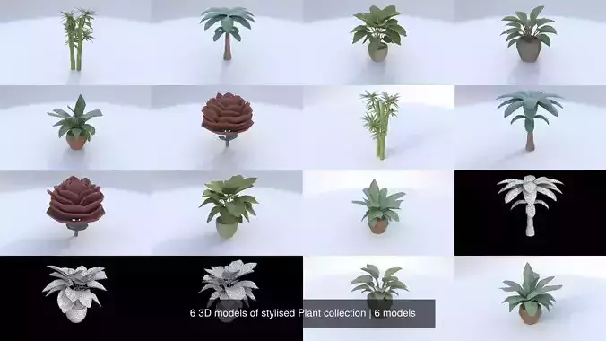 6 3D models of stylised Plant collection 6 3D models of stylised Plant collection