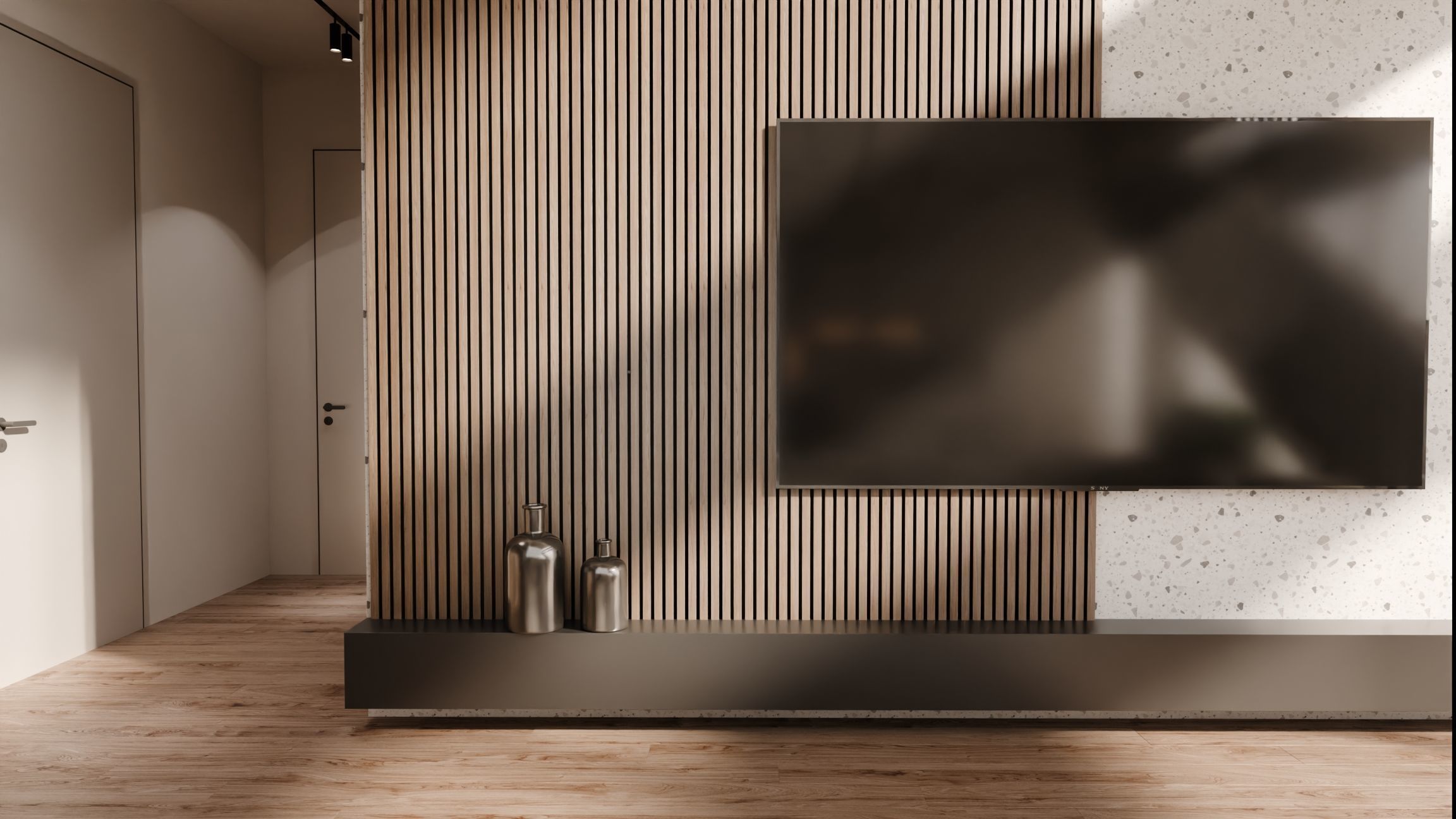 Acoustic wall panels oak Low-poly 3D model_3