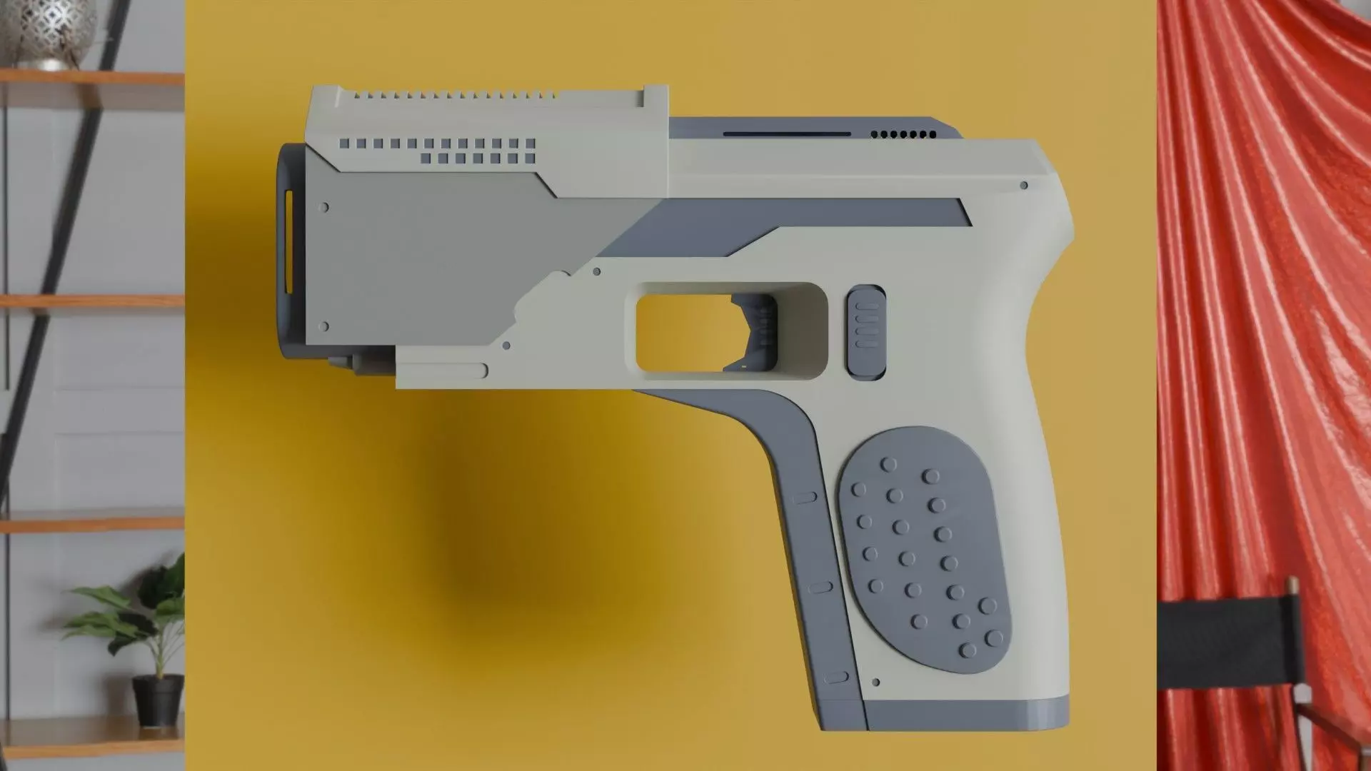 Gun Pistol Low-poly 3D model_0