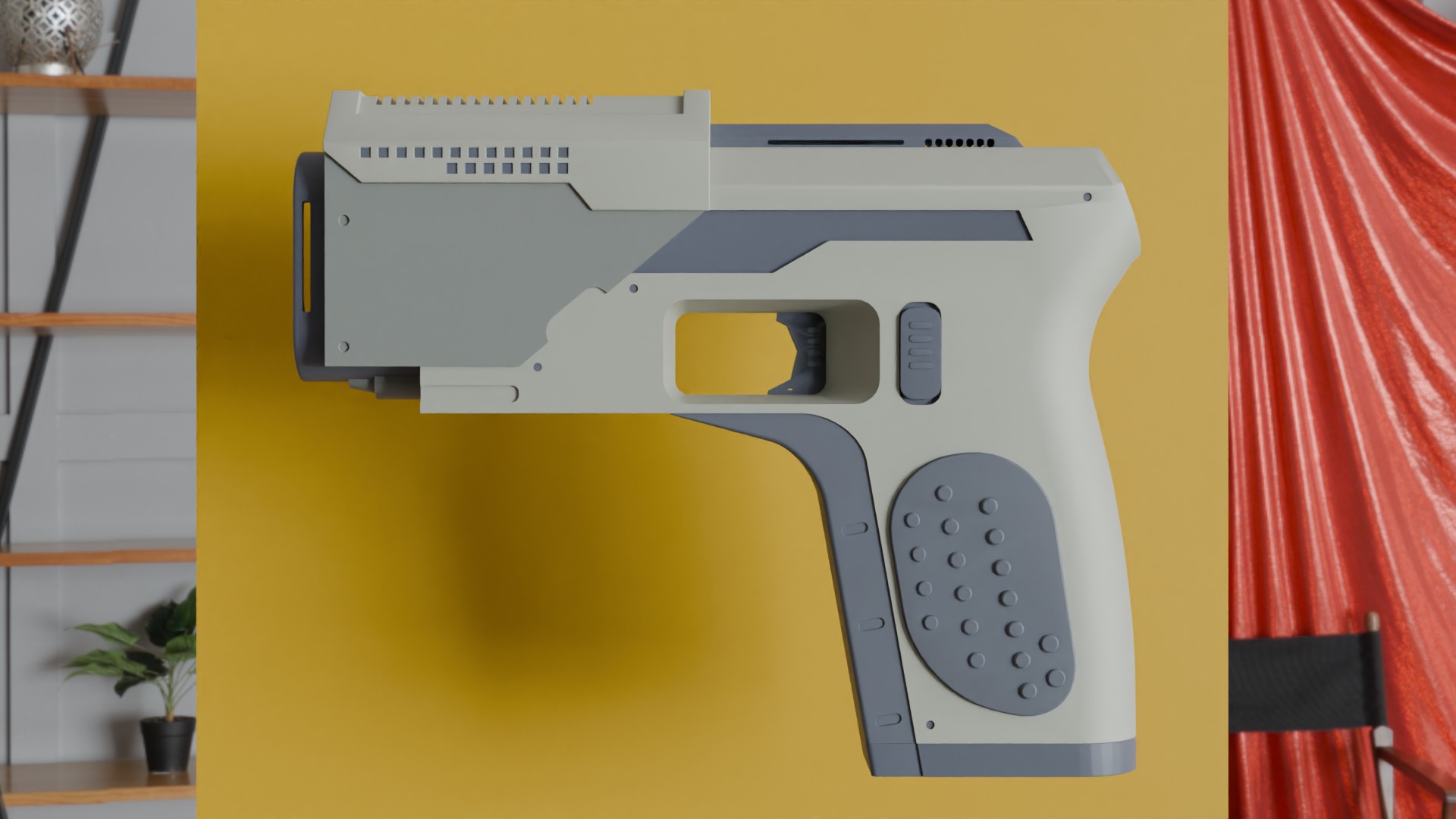 Gun Pistol Low-poly 3D model_3