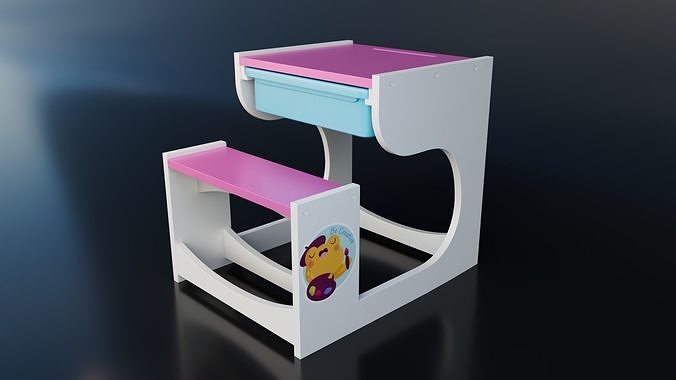 Kindergarten Desk Free low-poly 3D model