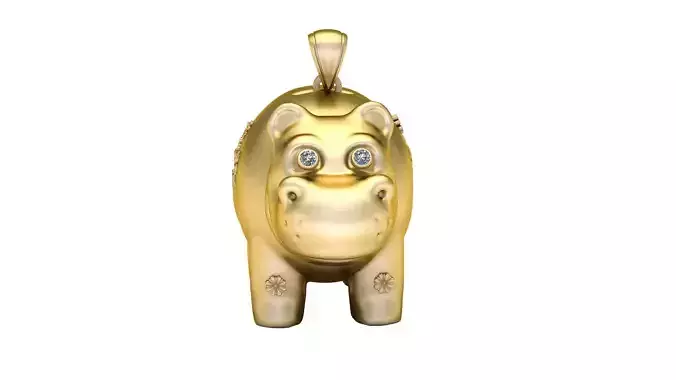 HIPPO ANIMAL PENDANT 3D PRINTABLE MODEL 3D print model