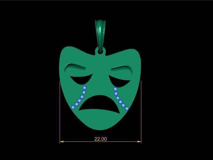 SAD JOKER FACE MASK PENDANT 3D PRINTABLE MODEL  3D print model_5