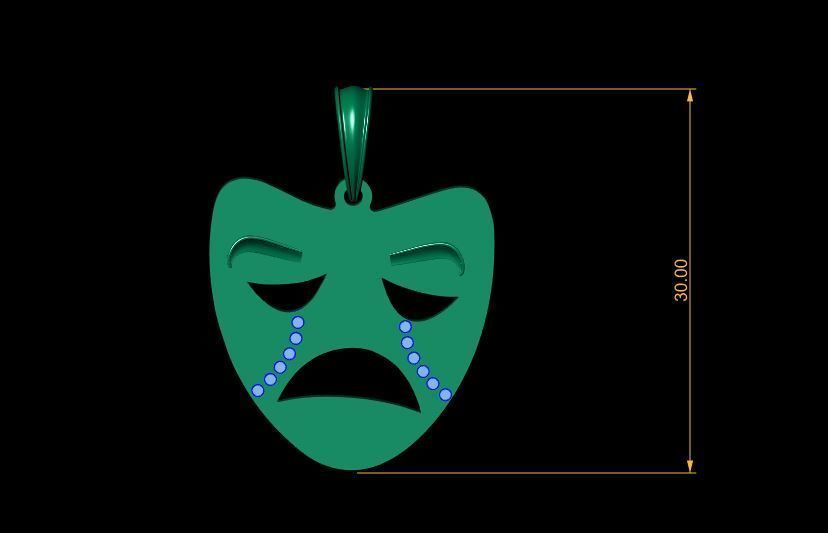 SAD JOKER FACE MASK PENDANT 3D PRINTABLE MODEL  3D print model_4