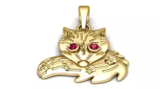 CAT RUBY PENDANT 3D PRINTABLE MODEL 