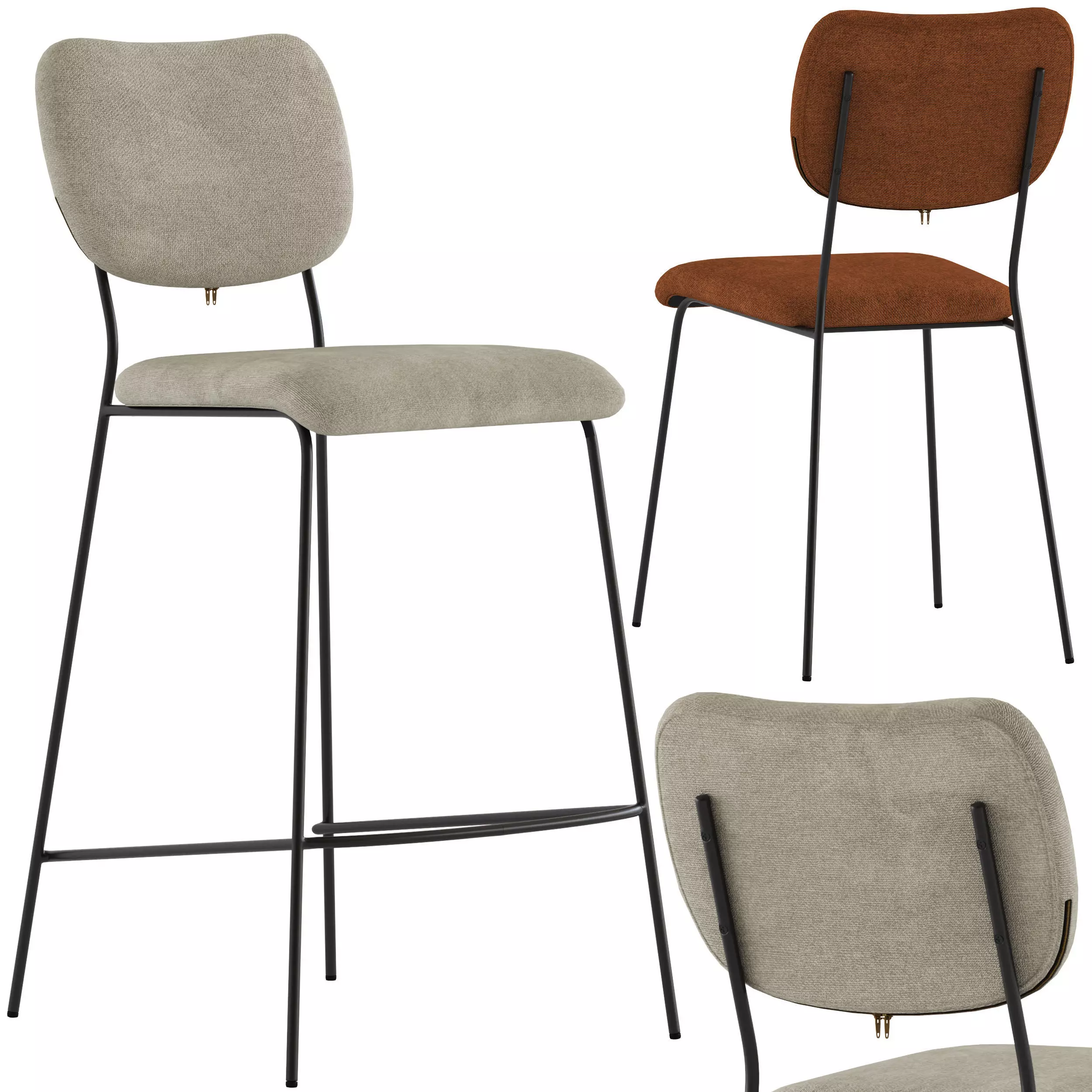 Globewest Tommy Barstool and Chair 3D model_0