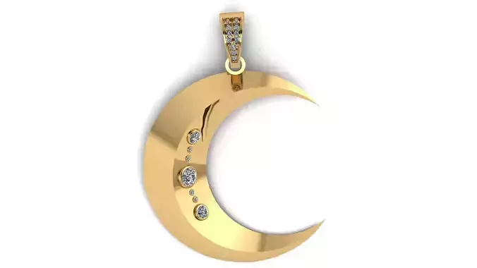 MOON STYLISH DIAMOND PENDANT 3D PRINTABLE MODEL 