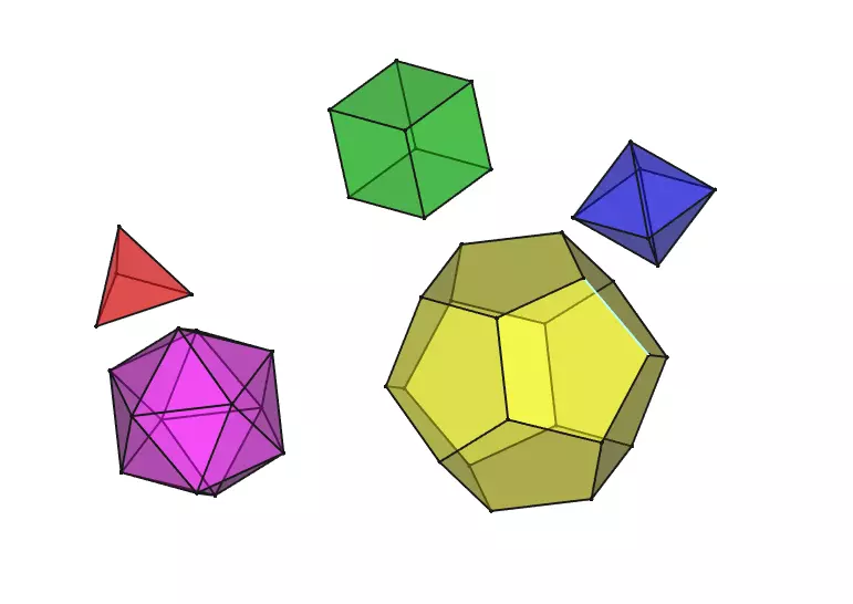 All five types of Platonic solids Free 3D print model