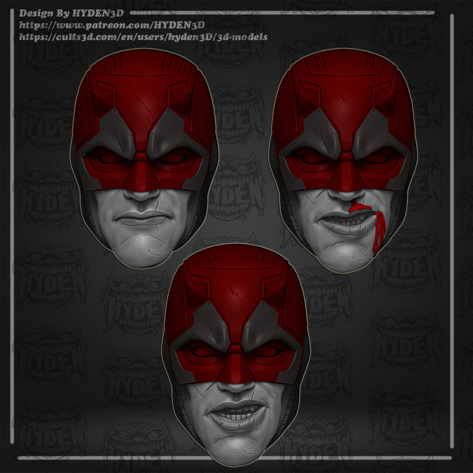 DareDevil full heads 3D print model_2