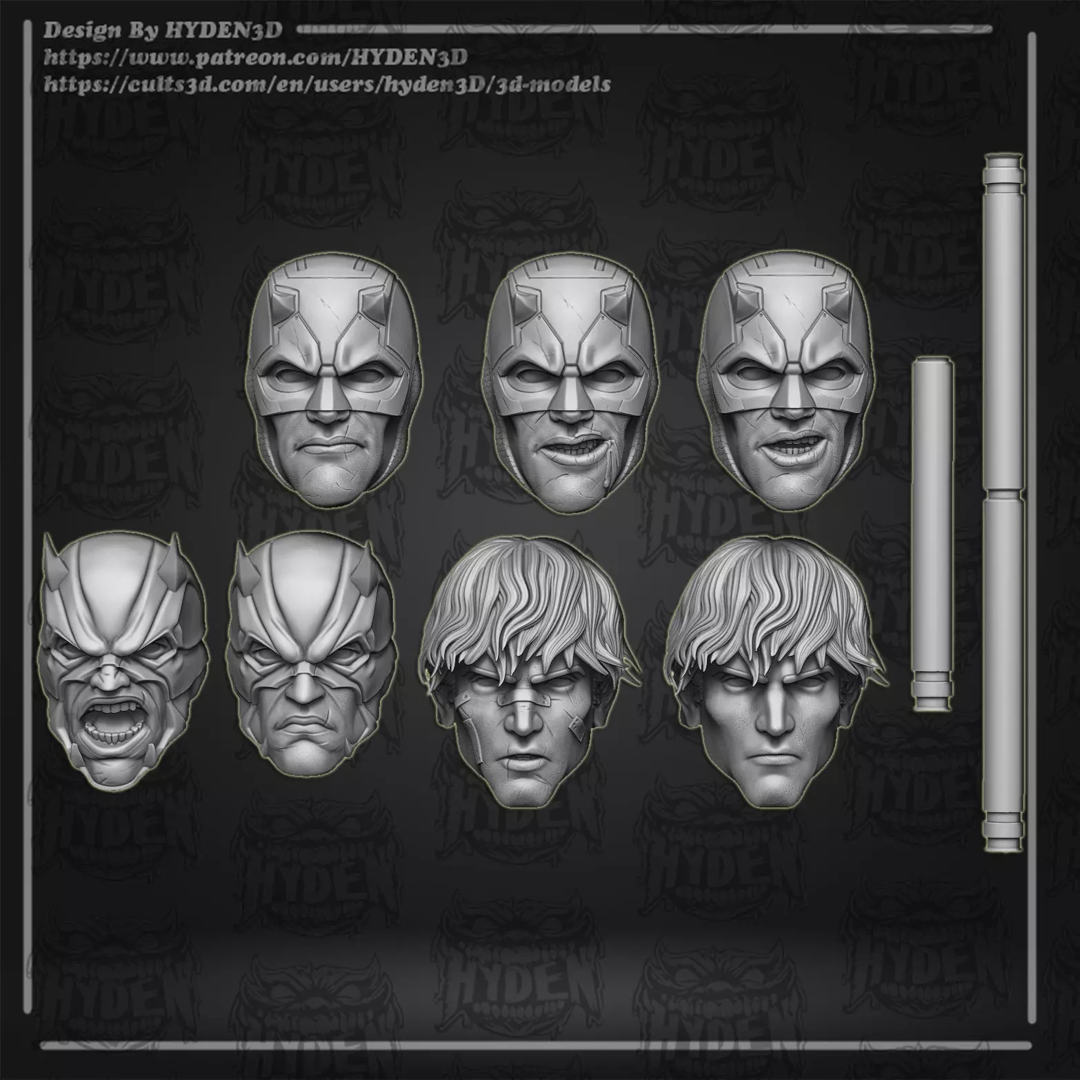 DareDevil full heads 3D print model_0
