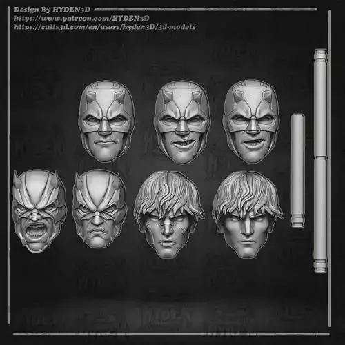 DareDevil full heads 3D print model