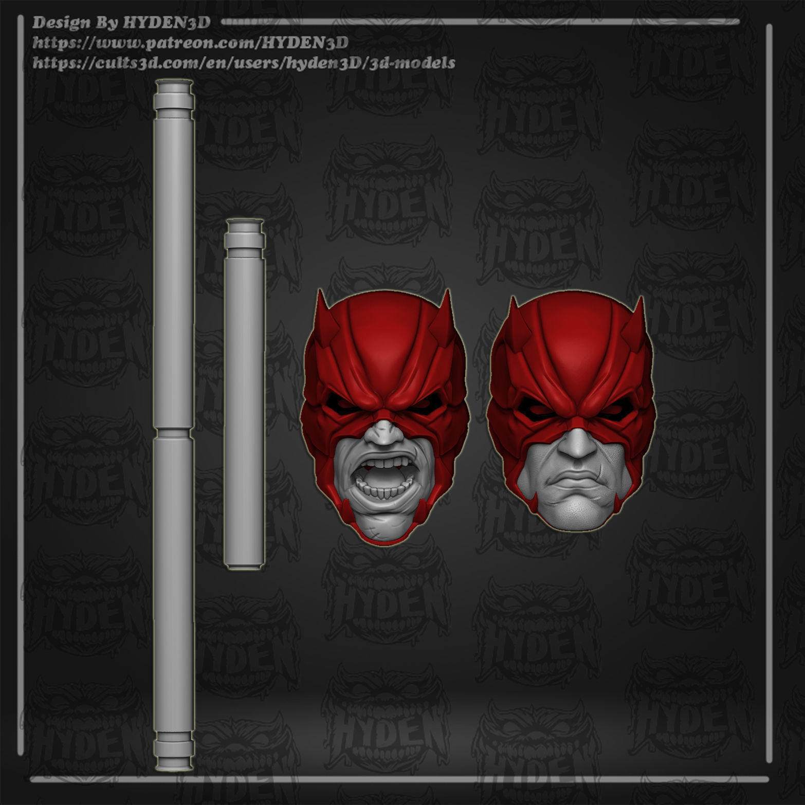 DareDevil full heads 3D print model_1