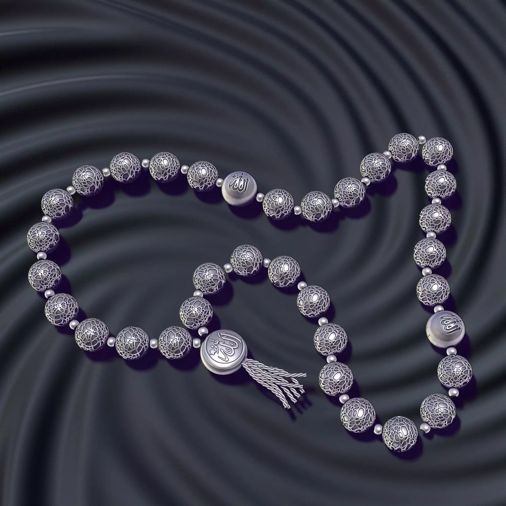Muslim rosary Tasbih beads for casting in silver 3D print model_0