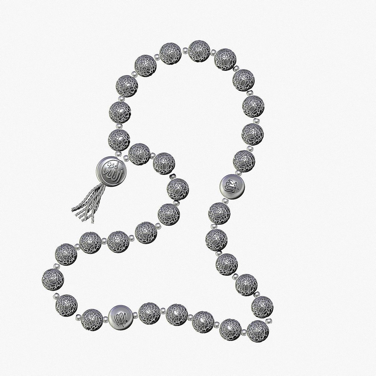 Muslim rosary Tasbih beads for casting in silver 3D print model_5