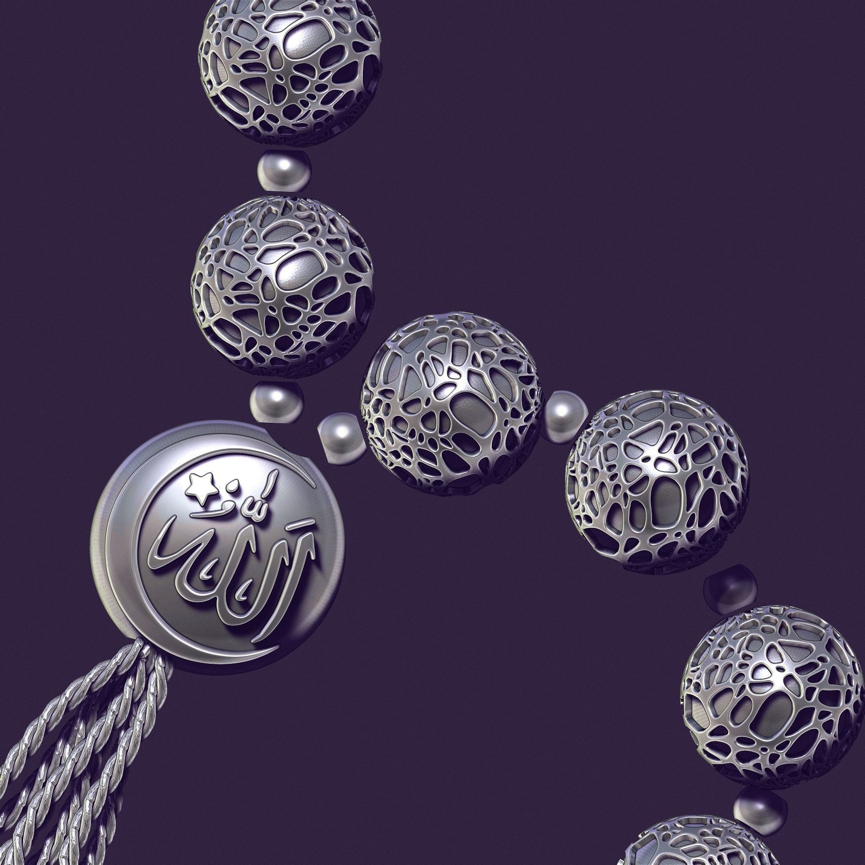 Muslim rosary Tasbih beads for casting in silver 3D print model_4