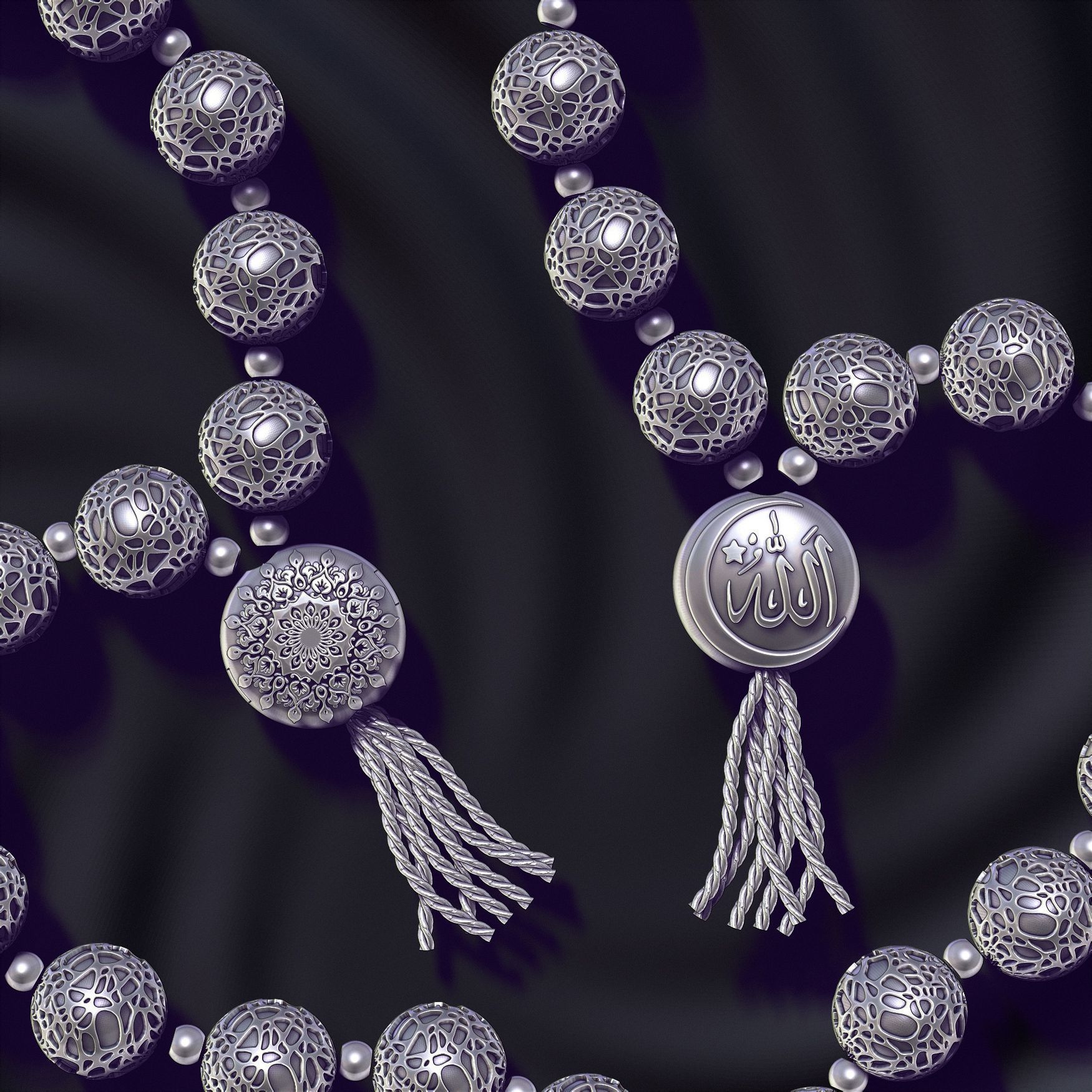 Muslim rosary Tasbih beads for casting in silver 3D print model_6