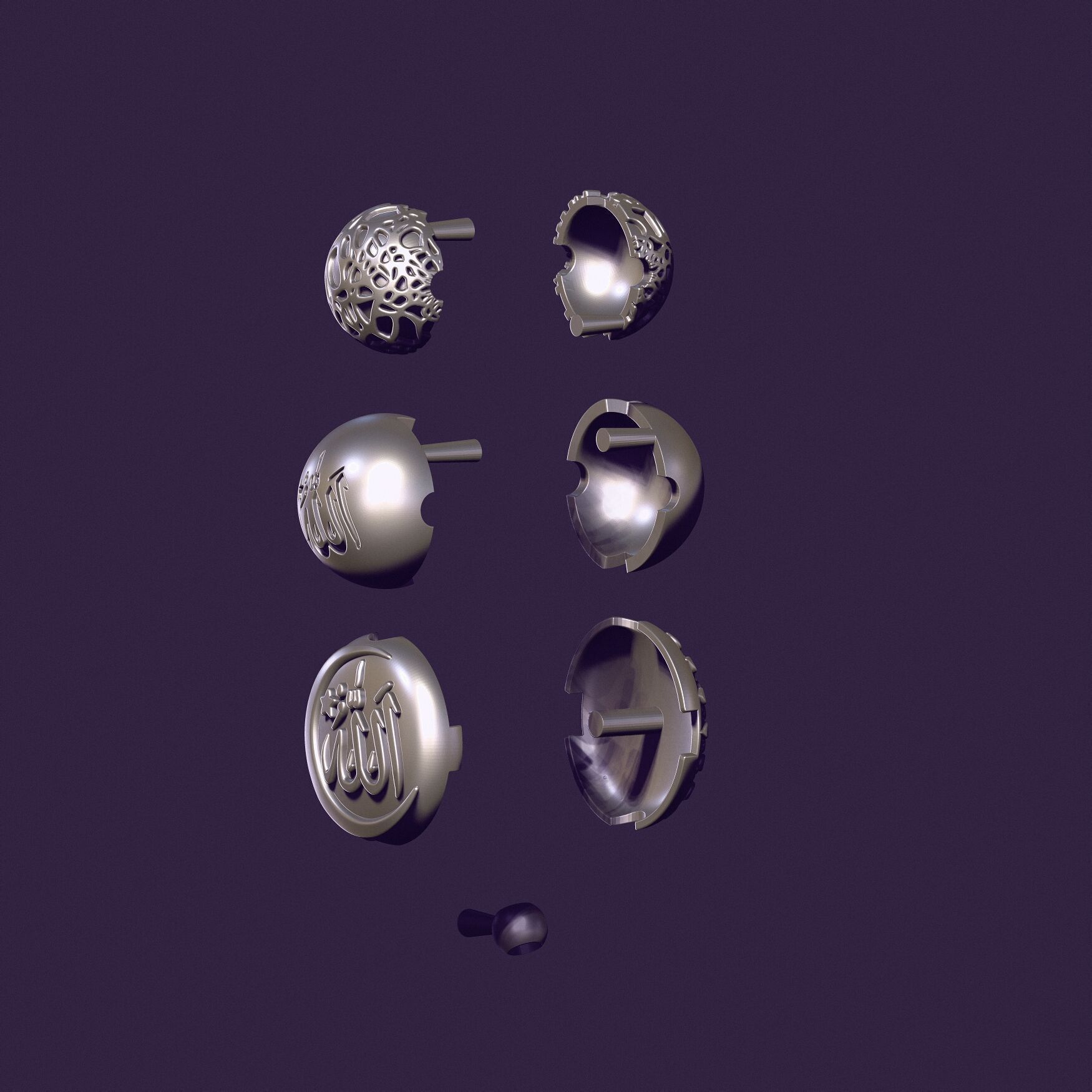 Muslim rosary Tasbih beads for casting in silver 3D print model_1