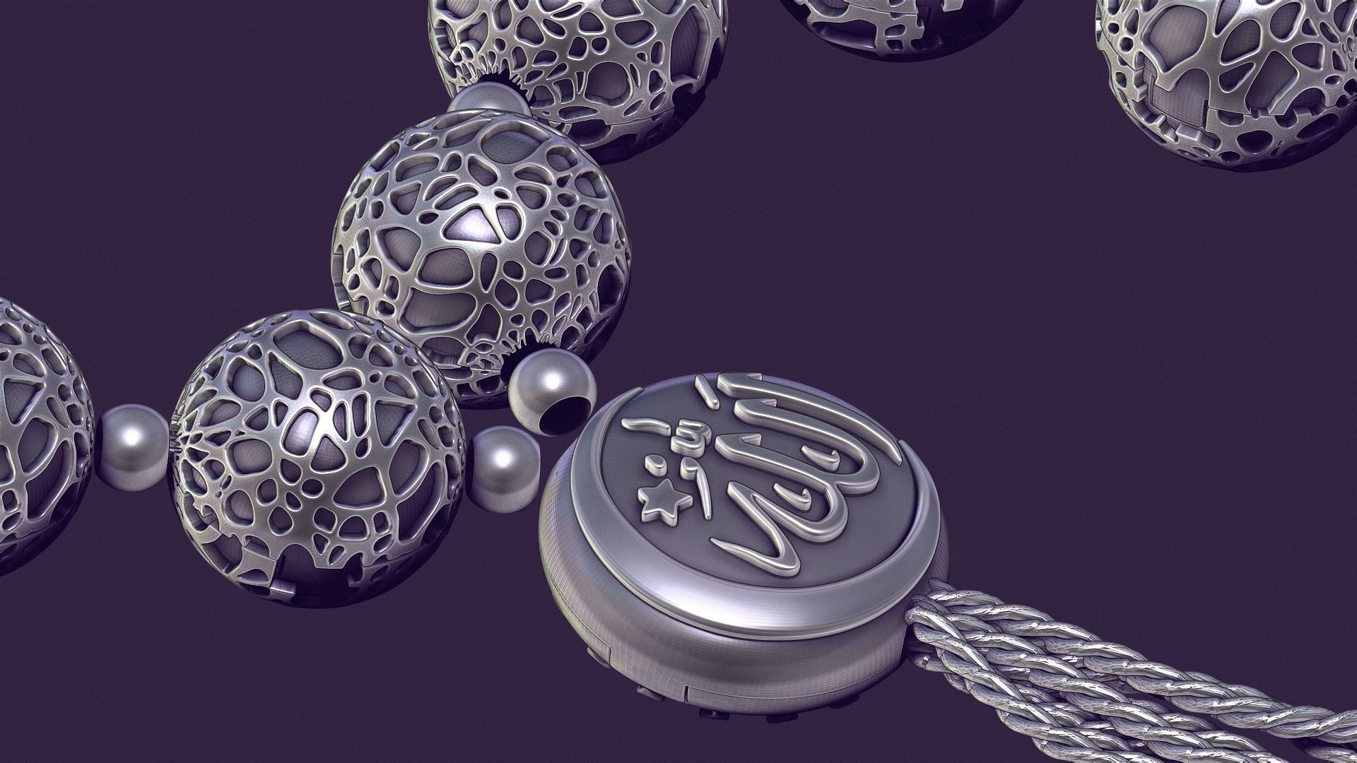Muslim rosary Tasbih beads for casting in silver 3D print model_8