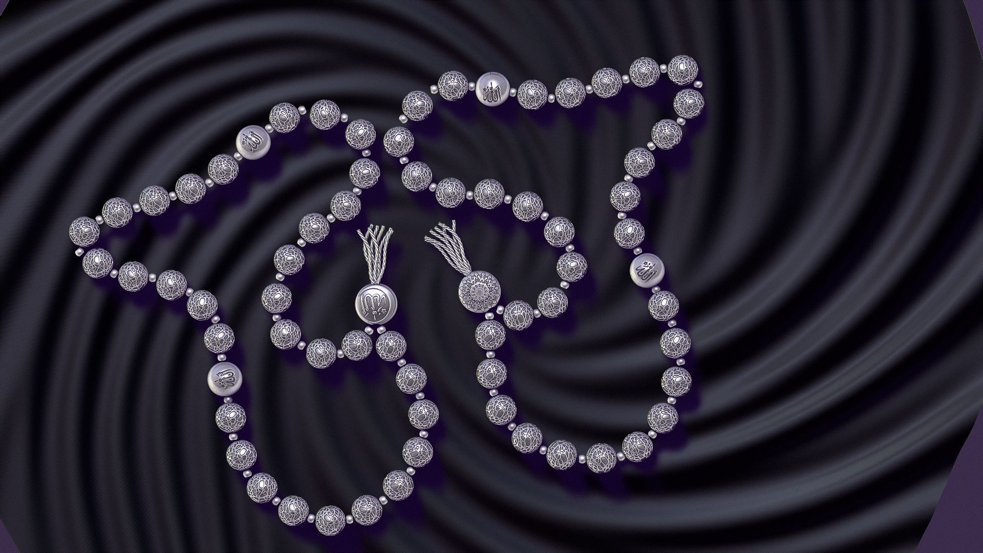 Muslim rosary Tasbih beads for casting in silver 3D print model_3