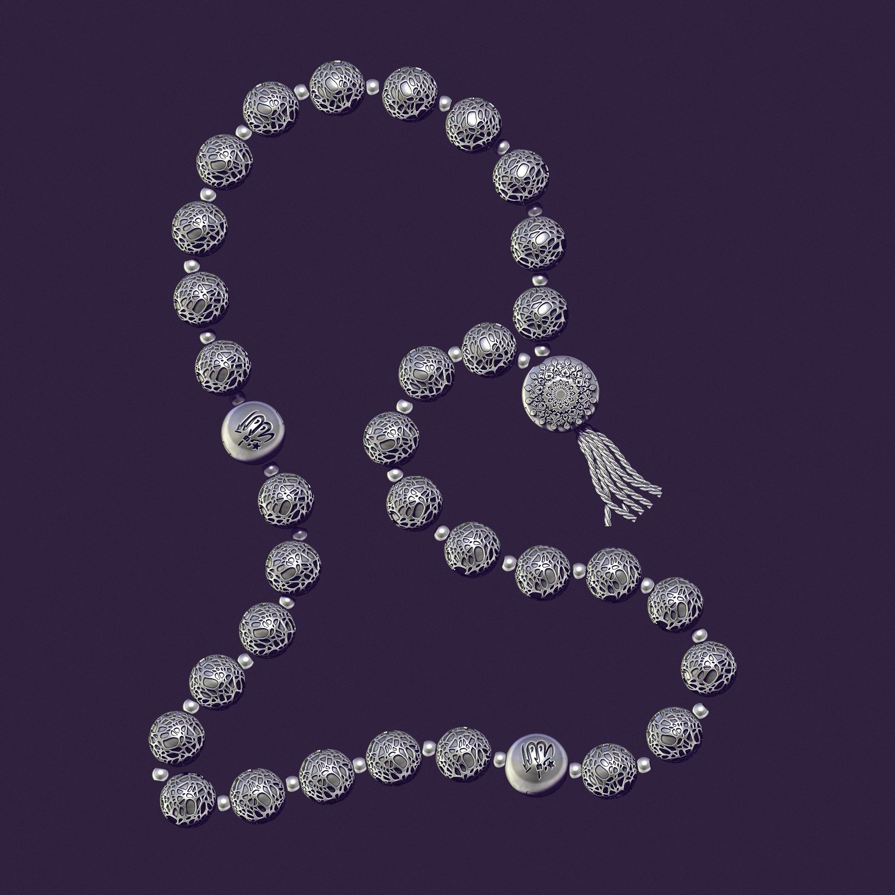 Muslim rosary Tasbih beads for casting in silver 3D print model_10