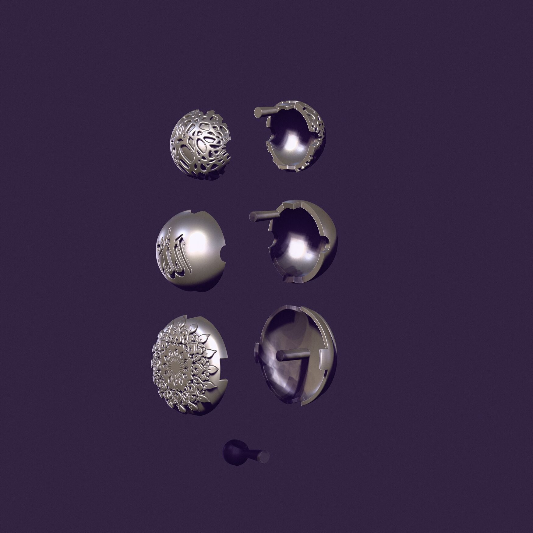 Muslim rosary Tasbih beads for casting in silver 3D print model_14