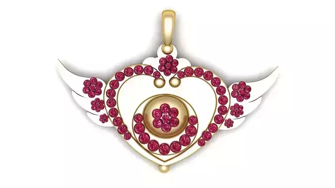 HEART WINGS RUBY PENDANT 3D PRINTABLE MODEL 3D print model