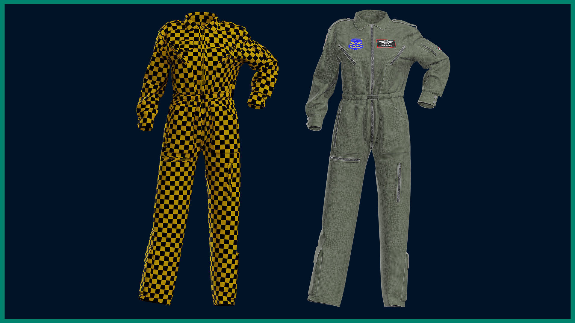 female pilot uniform with texture 3D model_5