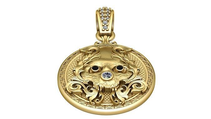 SKULL FACE DIAMOND PENDANT 3D PRINTABLE MODEL 3D print model