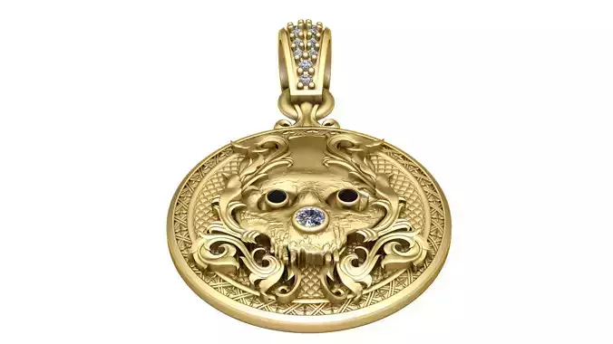 SKULL FACE DIAMOND PENDANT 3D PRINTABLE MODEL