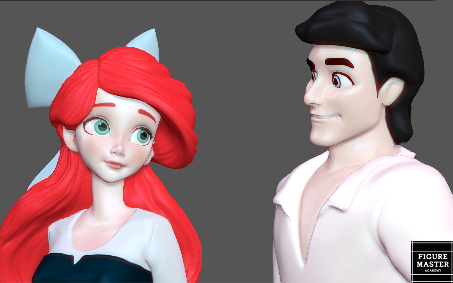 ARIEL LITTLE MERMAID WITH PRINCE ERIC DISNEY ANIMATION PRINCESS 3D print model_5