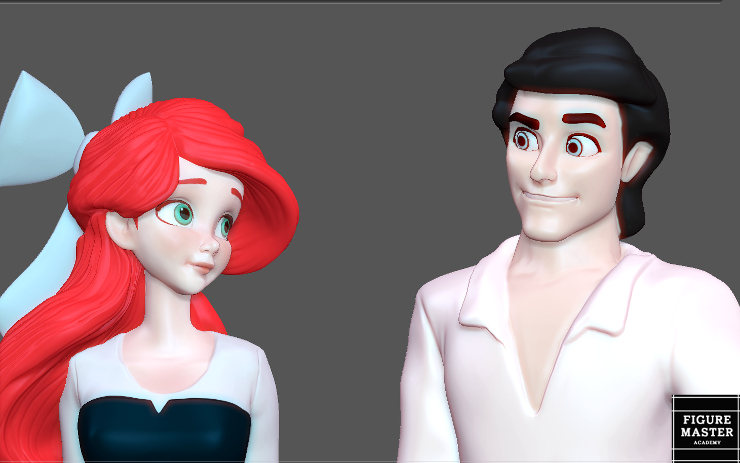 ARIEL LITTLE MERMAID WITH PRINCE ERIC DISNEY ANIMATION PRINCESS 3D print model_6