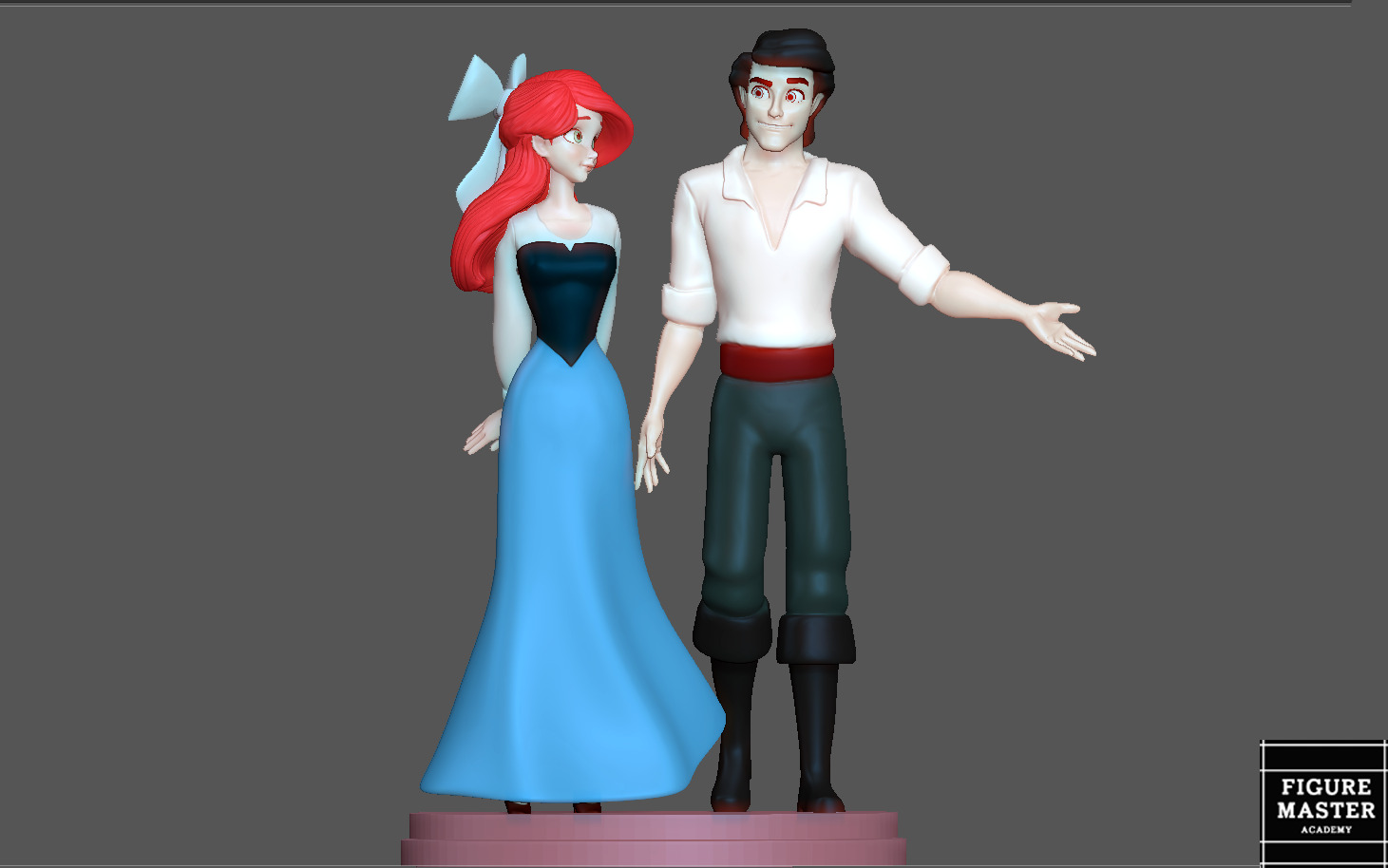 ARIEL LITTLE MERMAID WITH PRINCE ERIC DISNEY ANIMATION PRINCESS 3D print model_2